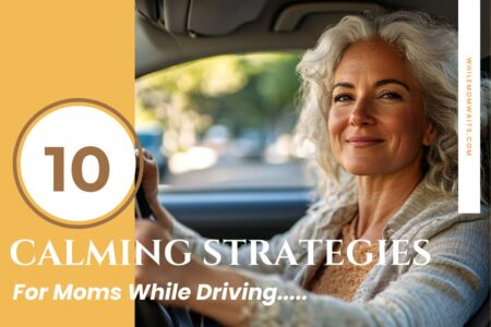 calming strategies for moms while driving around town. photo of woman in the driver's seat feeling in control and calm in the driver's seat